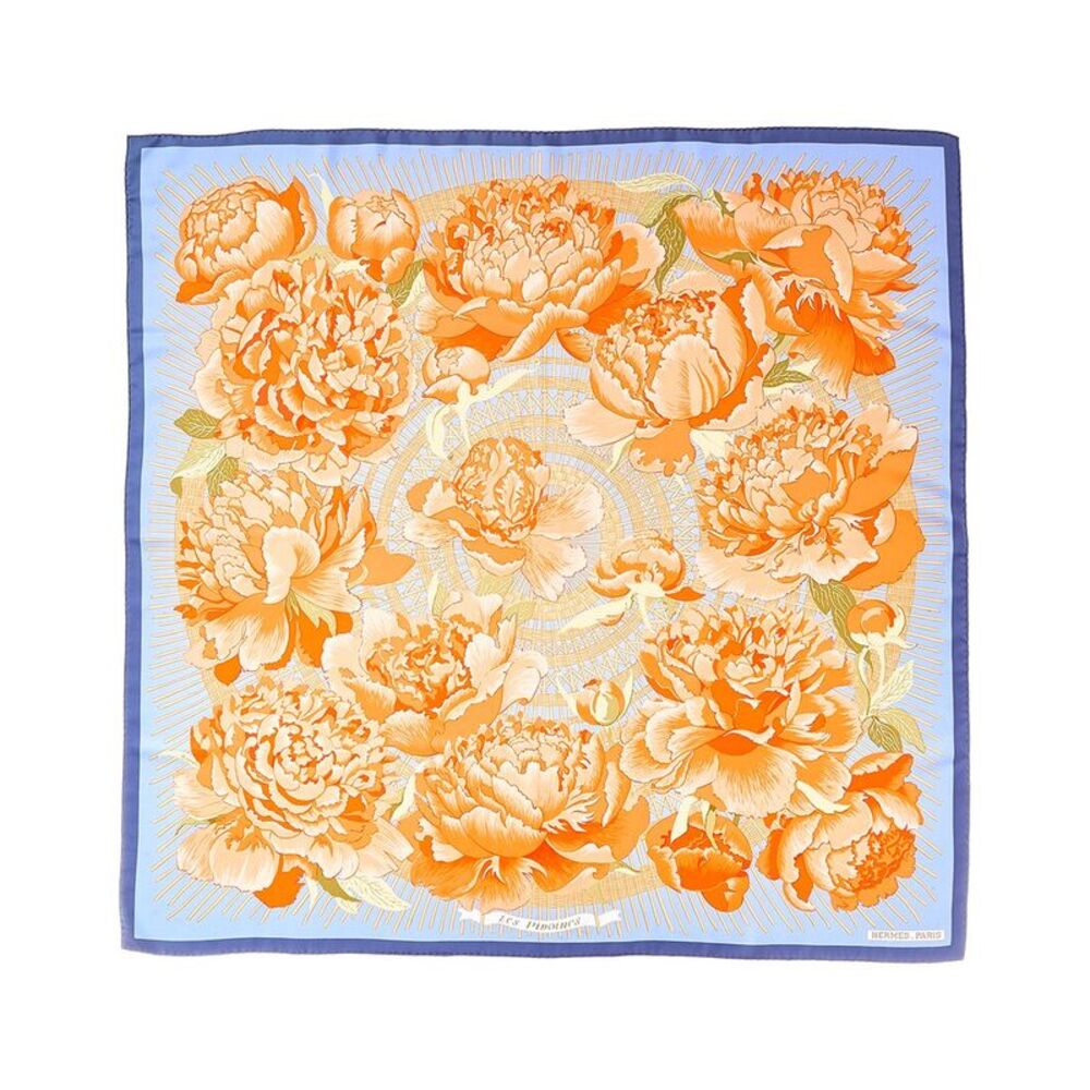 Hermès Les Pivoines By Christiane Vauzelles Mm Printed Silk Scarf (Authentic